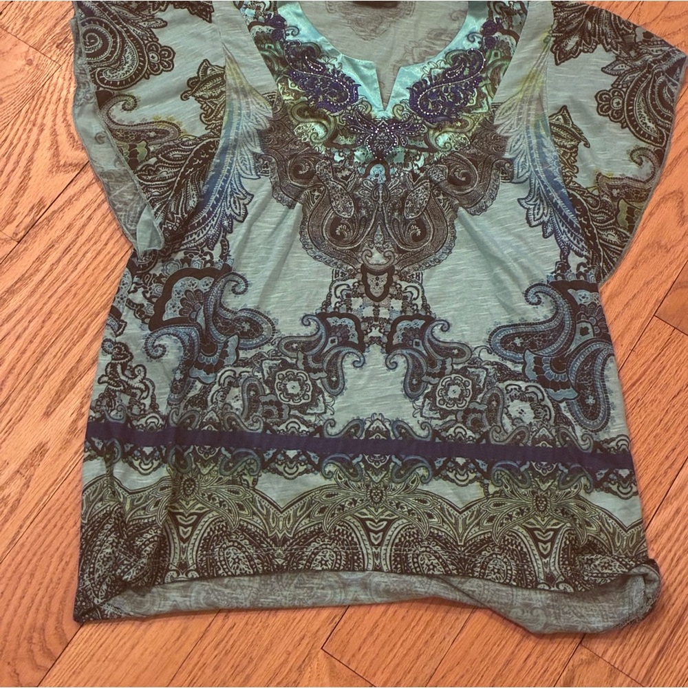 Apt. 9 Green and Blue Paisley Blouse